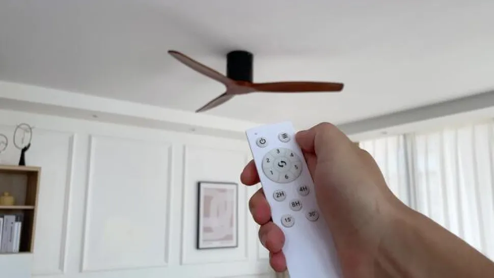 Plafondventilator Vindur, zwart/hout, DC, stil