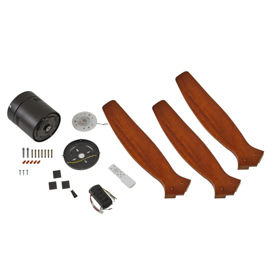 Plafondventilator Vindur, zwart/hout, DC, stil