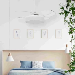 Plafondventilatorlamp Fanaway Fraser wit/helder stil