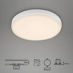 Plat LED inbouwspot, wit, Ø 10 cm, 3.000K