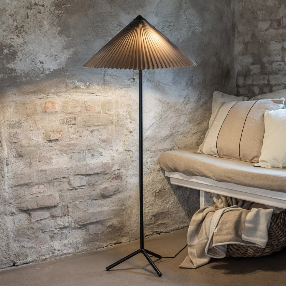 Plisado vloerlamp, grijs, ijzer/stof, hoogte 140 cm