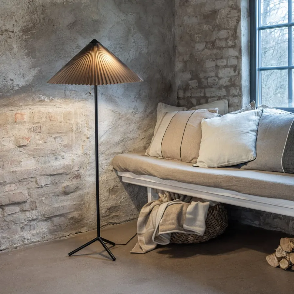 Plisado vloerlamp, grijs, ijzer/stof, hoogte 140 cm