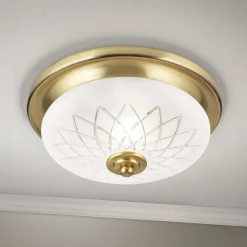 Porto plafondlamp, Ø 26 cm, bronskleurig, glas, E27