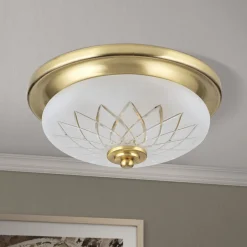 Porto plafondlamp, Ø 26 cm, bronskleurig, glas, E27