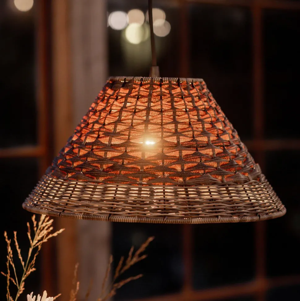 PR Home buiten hanglamp LIS, bruin, stekker, Ø 45 cm