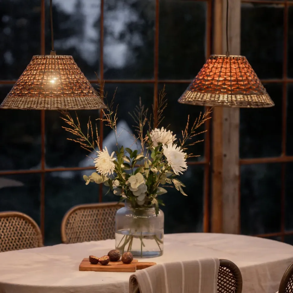 PR Home buiten hanglamp LIS, bruin, stekker, Ø 45 cm