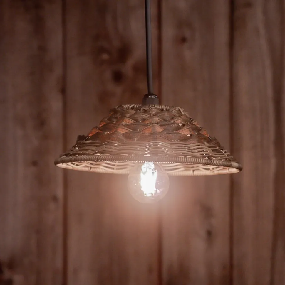 PR Home buiten hanglamp LIS, bruin, stekker, Ø 27 cm