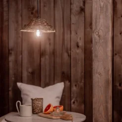 PR Home buiten hanglamp LIS, bruin, stekker, Ø 27 cm