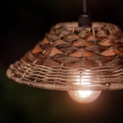 PR Home buiten hanglamp LIS, bruin, stekker, Ø 27 cm