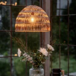 PR Home buiten hanglamp Lace natuurvezel, stekkerkabel, Ø46cm