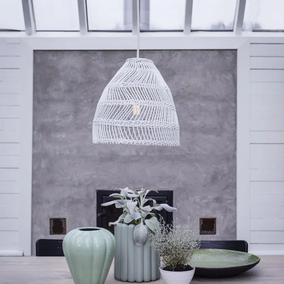 PR Home hanglamp, Maja Outdoor, Ø 53 cm, wit, rotan