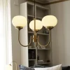 PR Home kroonluchter Elsy messing-kleurig glas crème 3-lamps