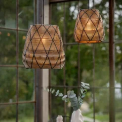PR Home Lollo buiten hanglamp, naturel rotan look, Ø 38 cm