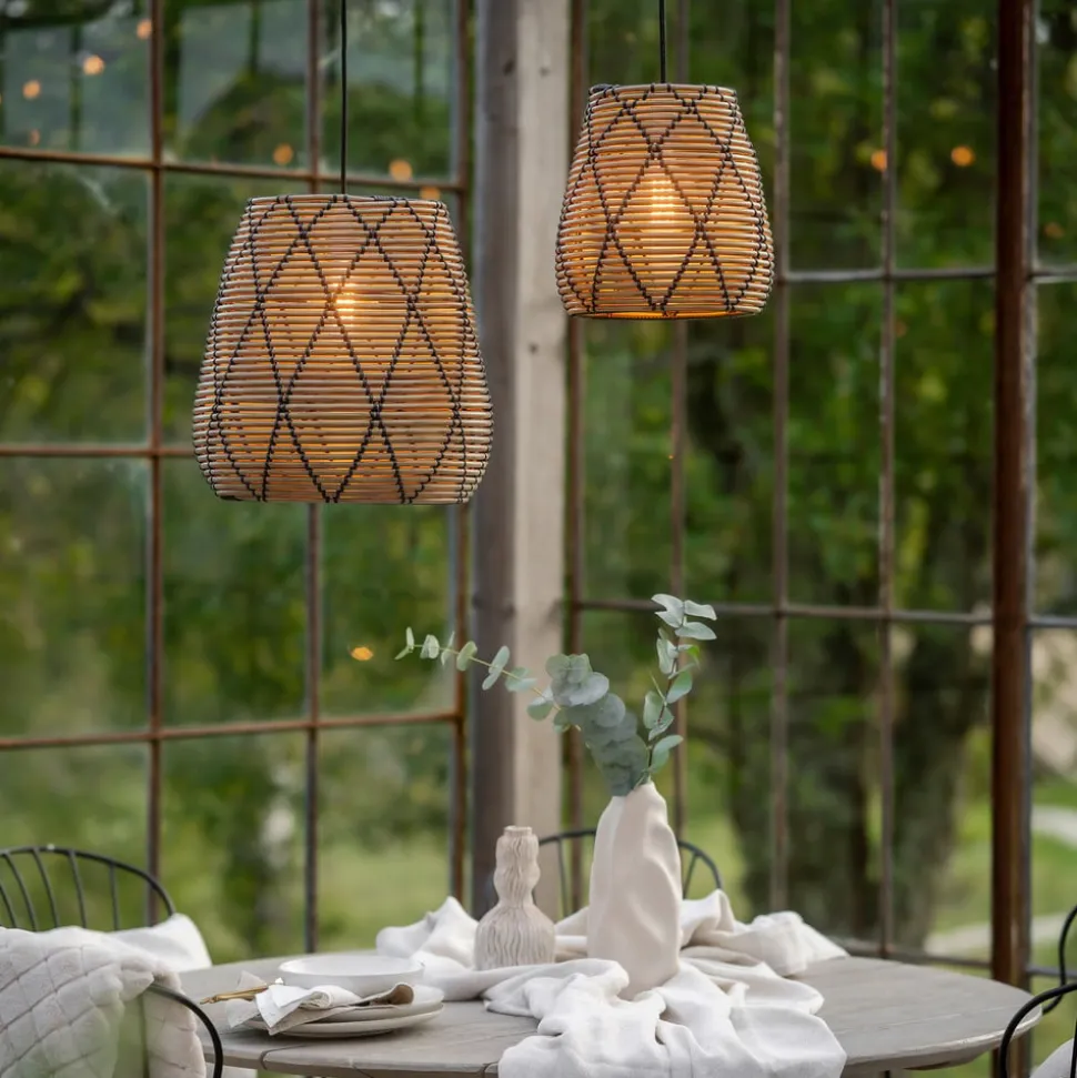 PR Home Lollo buiten hanglamp, naturel rotan look, Ø 28 cm