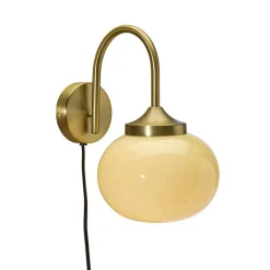 PR Home wandlamp Elsy, messingkleurig, crèmeglas, stekker