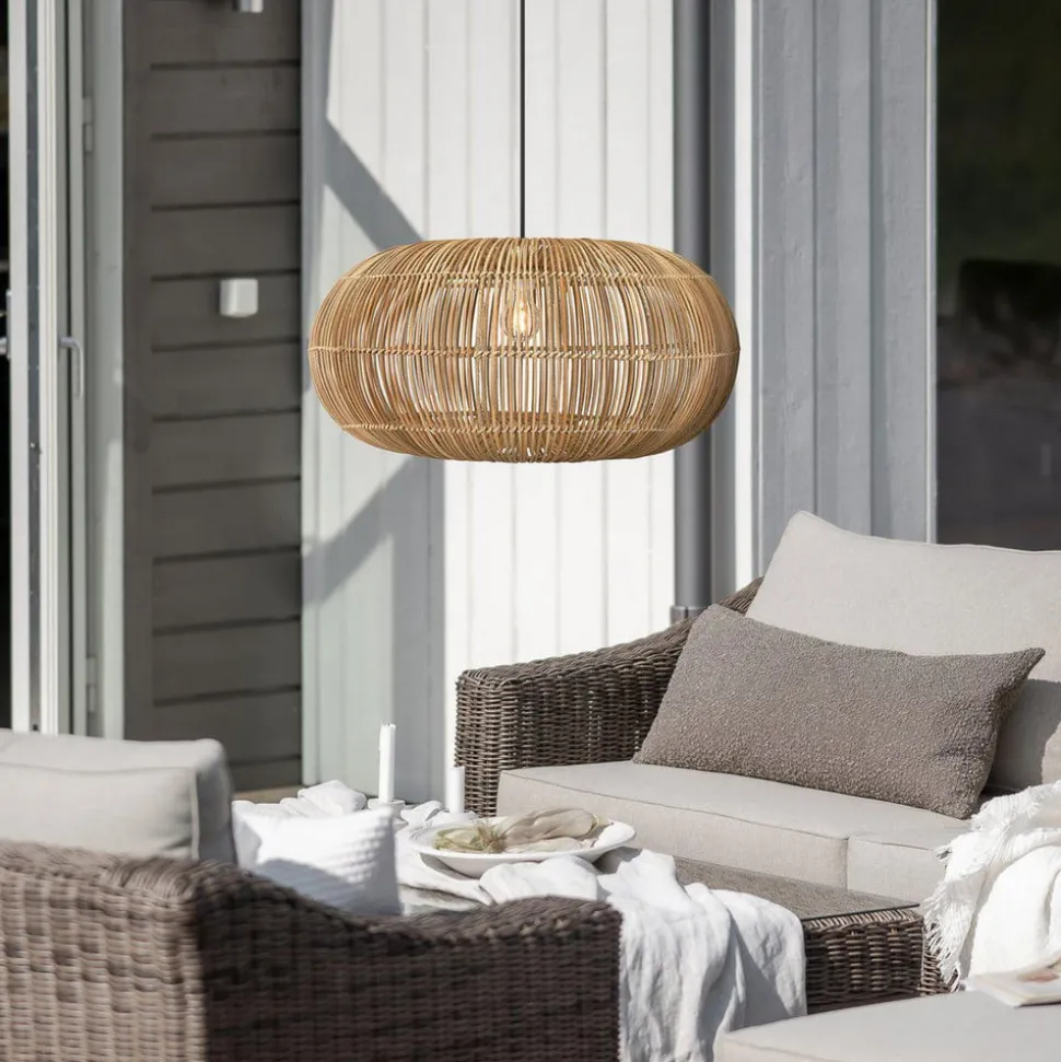 PR Home Zuri buiten hanglamp, Ø 51 cm, rotan, stekker