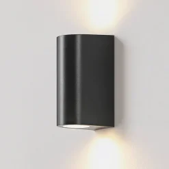 Prios buitenwandlamp Irfan rond zwart 15,5 cm