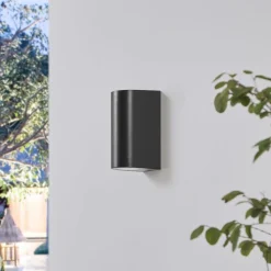 Prios buitenwandlamp Irfan rond zwart 15,5 cm