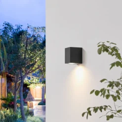 Prios buitenwandlamp Irfan hoekig zwart 10 cm