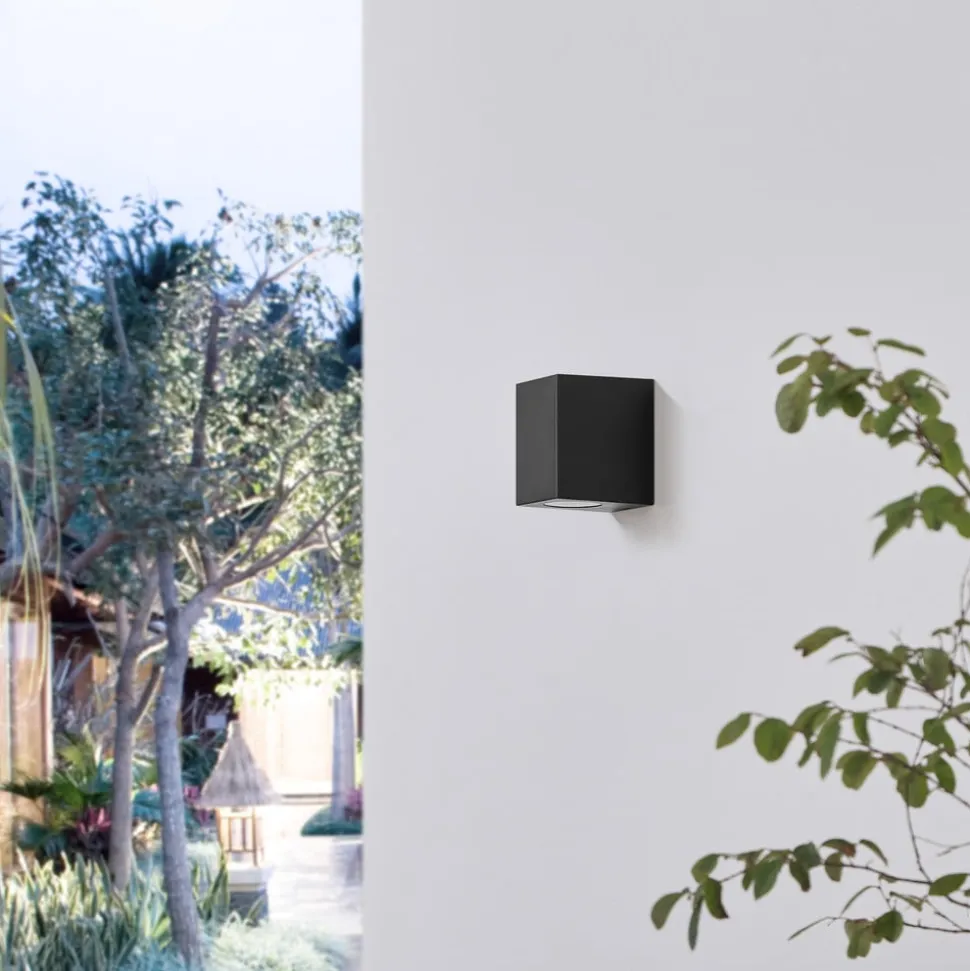 Prios buitenwandlamp Irfan hoekig zwart 10 cm