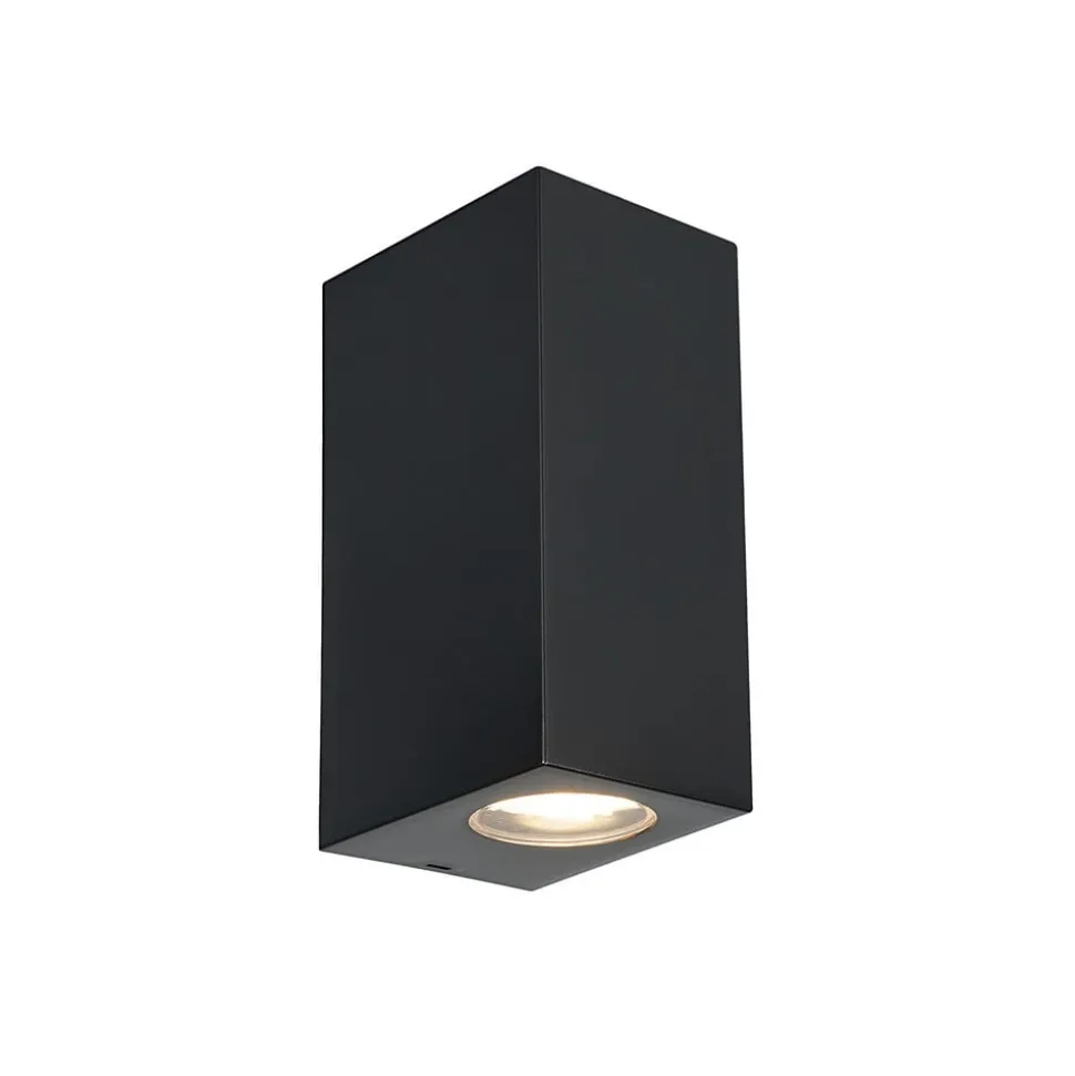Prios buitenwandlamp Irfan hoekig zwart 10 cm
