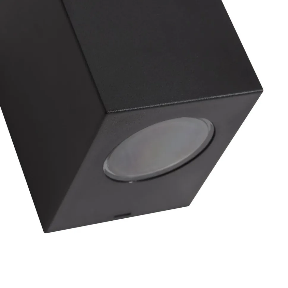 Prios buitenwandlamp Irfan hoekig zwart 10 cm