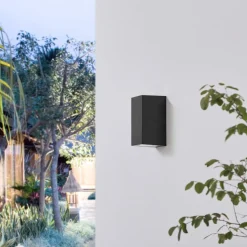 Prios buitenwandlamp Irfan hoekig zwart 15,5 cm
