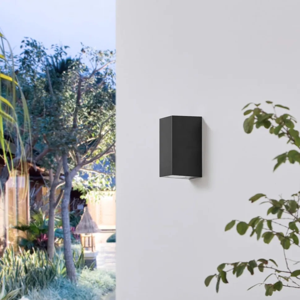 Prios buitenwandlamp Irfan hoekig zwart 15,5 cm