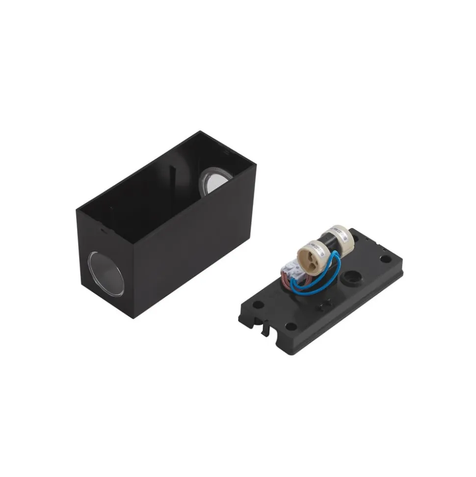 Prios buitenwandlamp Irfan hoekig zwart 15,5 cm