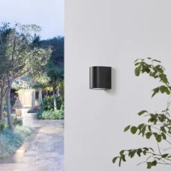 Prios buitenwandlamp Irfan rond zwart 10 cm