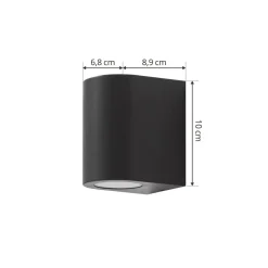 Prios buitenwandlamp Irfan rond zwart 10 cm