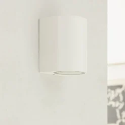 Prios buitenwandlamp Tetje, wit, rond, 10 cm