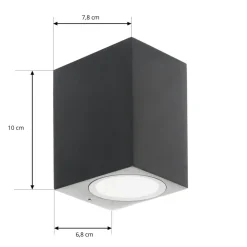 Prios buitenwandlamp Tetje, zwart, hoekig, 10 cm