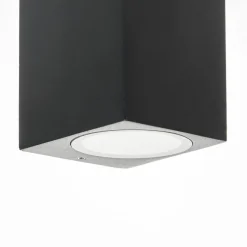 Prios buitenwandlamp Tetje, zwart, hoekig, 10 cm