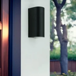 Prios buitenwandlamp Tetje, zwart, rond, 16 cm, set van 4