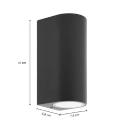 Prios buitenwandlamp Tetje, zwart, rond, 16 cm, set van 4