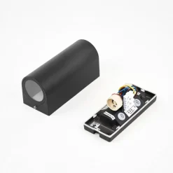 Prios buitenwandlamp Tetje, zwart, rond, 16 cm, set van 4