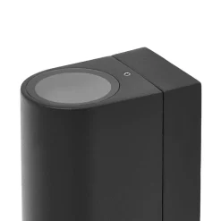 Prios buitenwandlamp Tetje, zwart, rond, sensor, set van 2