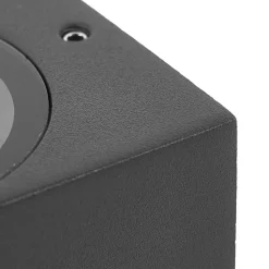 Prios buitenwandlamp Tetje, zwart, rond, 16 cm