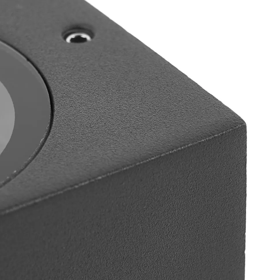 Prios buitenwandlamp Tetje, zwart, rond, 16 cm