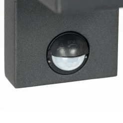 Prios buitenwandlamp Tetje, zwart, hoekig, sensor