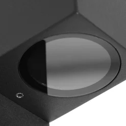 Prios buitenwandlamp Tetje, zwart, hoekig, sensor, 2 stuks