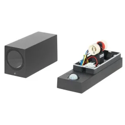 Prios buitenwandlamp Tetje, zwart, hoekig, sensor, 2 stuks