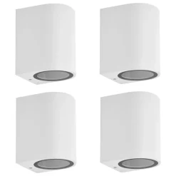 Prios buitenwandlamp Tetje, wit, rond, 10 cm, set van 4