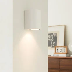 Prios buitenwandlamp Tetje, wit, rond, 10 cm, set van 4