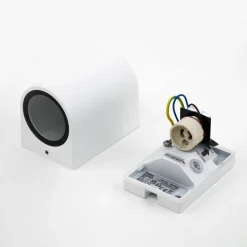 Prios buitenwandlamp Tetje, wit, rond, 10 cm, set van 4