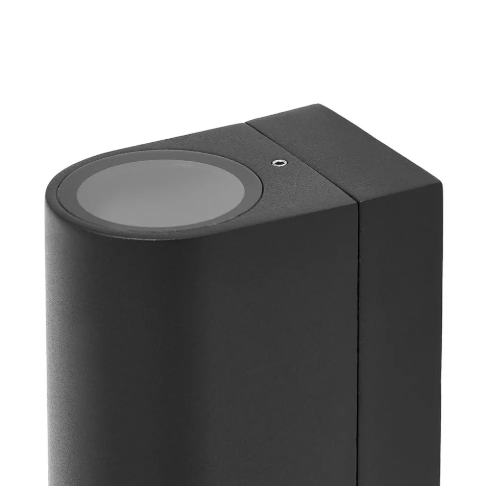 Prios buitenwandlamp Tetje, zwart, rond, sensor