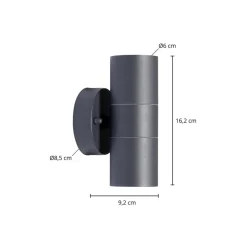 Prios buitenwandlamp Tulimar, 2-lamps, antraciet, metaal