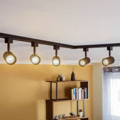 Prios 1-fase railsysteem Jorell, zwart, 5-lamps, GU10