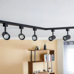 Prios 1-fase railsysteem Jorell, zwart, 5-lamps, GU10